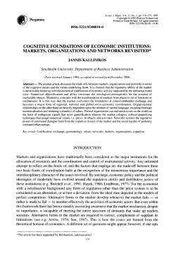 cognitive foundations of economic institutions