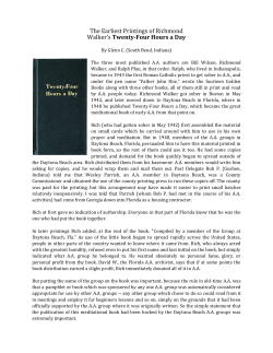 The Earliest Printings of Richmond Walker`s Twenty
