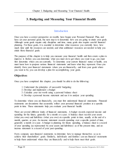 3. Budgeting and Measuring Your Financial Health