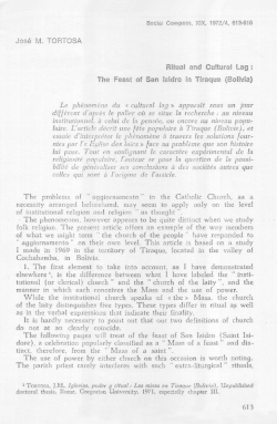 Jos6 M. TORTOSA Ritual and Cultural Lag : The Feast of San Isidro