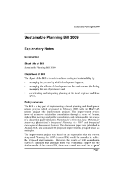 Sustainable Planning Bill 2009 Explanatory Note