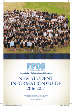 New Student Guide - First Presbyterian Day School