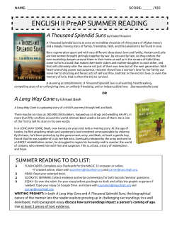 ENGLISH II PreAP SUMMER READING