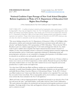 National Coalition Urges Passage of New York School Discipline