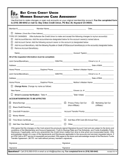 Signature Card Amendment