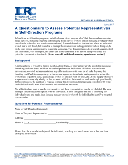 A Questionnaire to Assess Potential Representatives in Self