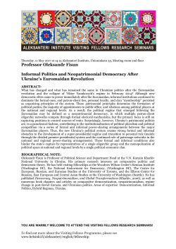 Professor Oleksandr Fisun Informal Politics and Neopatrimonial
