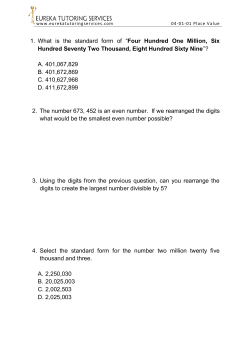 Place Value - Eureka Tutoring Services