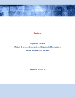 Solutions - Algebra II Journal: Which Model Makes Sense?