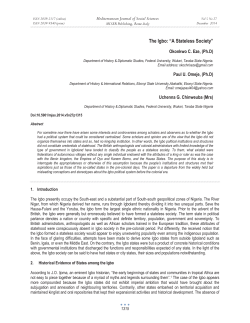 The Igbo: “A Stateless Society”
