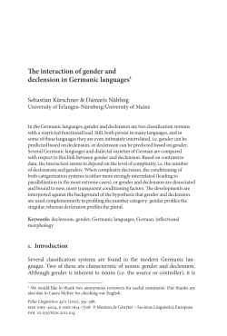 The interaction of gender and declension in