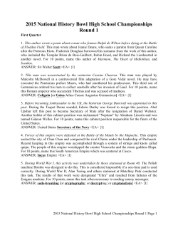 2015 National History Bowl High School Championships Round 1