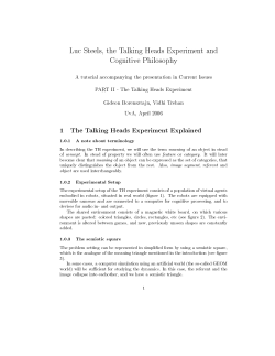 Luc Steels, the Talking Heads Experiment and Cognitive Philosophy