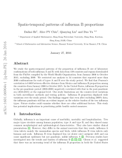 Spatio-temporal patterns of influenza B proportions arXiv