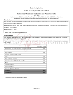 Disclosure of Retention, Graduation and Placement Rates
