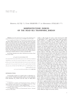 morphotectonic indices of the dead sea transform, jordan