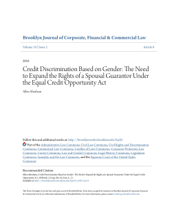 Credit Discrimination Based on Gender: The Need