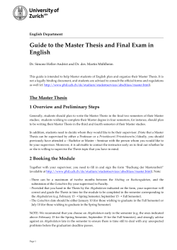 Guide to the Master Thesis and Final Exam in English