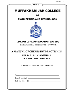 Chemistry Lab Manual - Muffakham Jah College of Engineering and