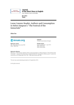 Journal of the Short Story in English, 60 | 2015