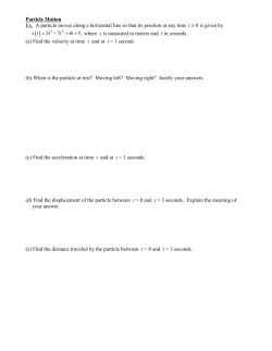 Particle Motion Ex. A particle moves along a horizontal line so that