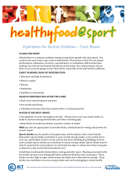 Hydration for Active Children - Fact sheet