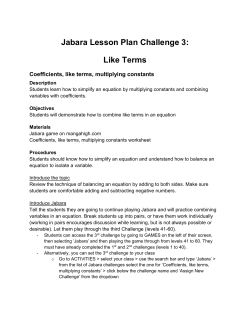 Jabara Lesson Plan Challenge 3: Like Terms