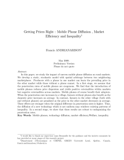 Mobile Phone Diffusion , Market Effi ciency and Inequality1