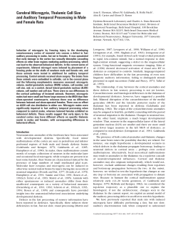 Cerebral microgyria, thalamic cell size and auditory temporal