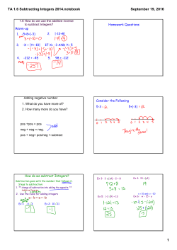 TA 1.6 Subtracting Integers 2014.notebook