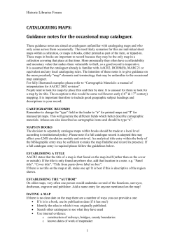 Guidance notes for the occasional map cataloguer