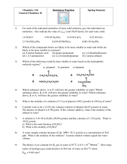 Chemistry 116 General Chemistry II Solutions Practice
