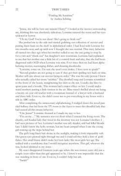 22 TRIBUTARIES &ldquo;Finding My Sunshine&rdquo; by Andrea Sebring &ldquo;Jenna