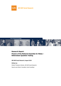 Powers of the National Assembly for Wales &ndash; Referendum Question