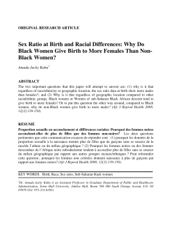 Sex Ratio at Birth and Racial Differences: Why Do Black Women