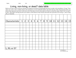 Living, non-living, or dead? data table Characteristic 1 2 3 4 5 6 7 8