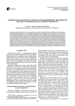 Crowley, T. J., and K.-Y. Kim. 1993. Towards development of
