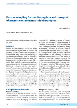 Passive sampling for monitoring fate and transport