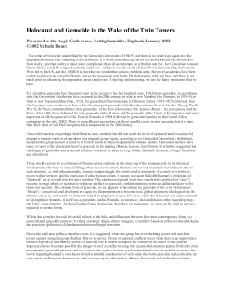 Holocaust and Genocide in the Wake of the Twin