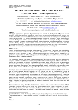 dynamics of government policies in nigeria`s economic