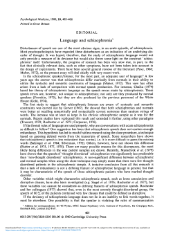 Language and schizophrenia - Cambridge University Press