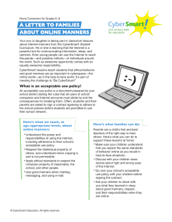 A LETTER TO FAMILIES ABOUT ONLINE MANNERS