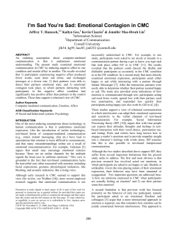 I`m Sad You`re Sad: Emotional Contagion in CMC