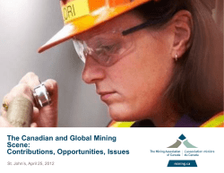 The Canadian and Global Mining Scene: Contributions