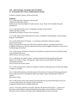 EAST &ndash; WEST SLOVAKIA, THE WORLD AND THE PERSON 15 &ndash; 22 November
