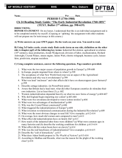 Ch 24 Reading Study Guide: “The Early Industrial Revolution 1760