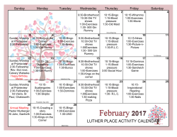 luther place activity calendar