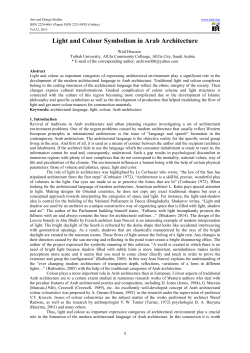 Light and Colour Symbolism in Arab Architecture