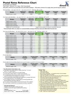 Postal Rates Reference Chart