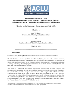 American Civil Liberties Union Statement Before the House